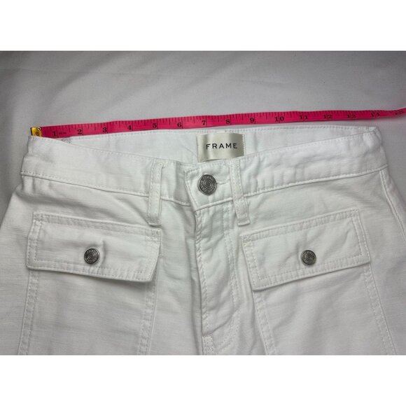 FRAME 70's Patch Pocket Crop Straight White in White Size 25 - Picture 8 of 11